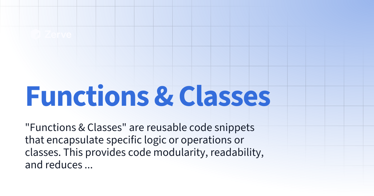 Functions & Classes | Zerve User Documentation